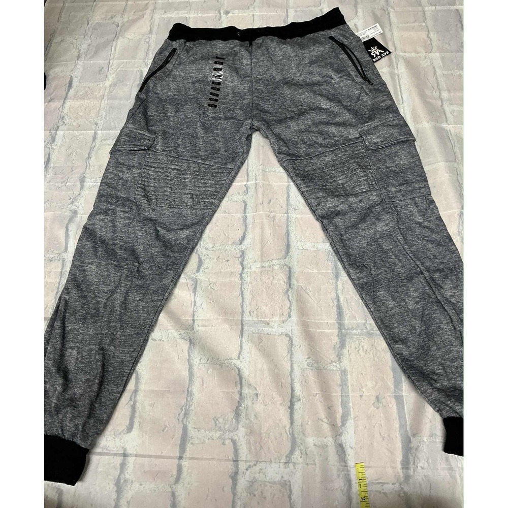 RED APE Mens XXL Heathered Gray Cargo Jogger Pants Elastic Waist‎ Drawstring